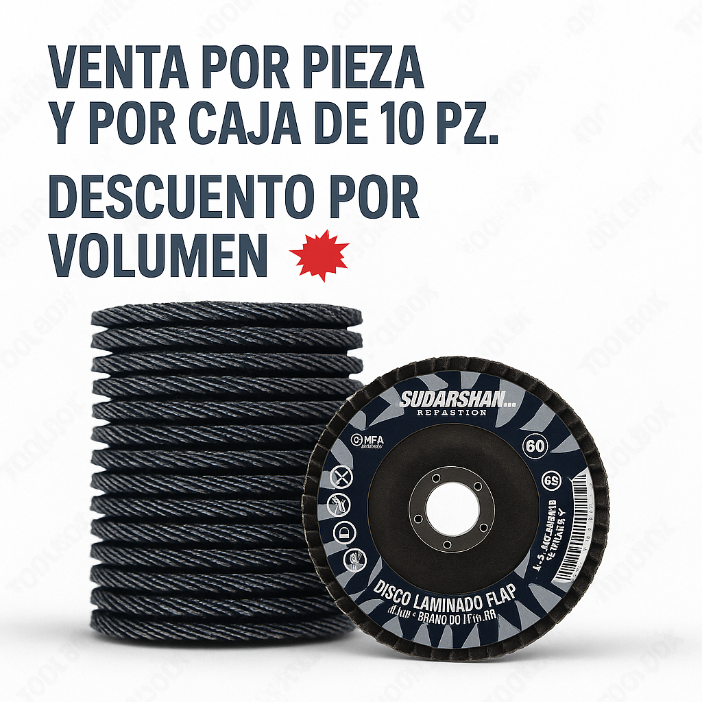 Disco Laminado Con Lija 4 1/2" Grano Z60,   Alto Rendimiento Sudarshan